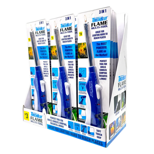 Utility Soft Flame Multi-Tool Lighter - 12 Pieces Per Retail Ready Display 41542 TORCH BLUE