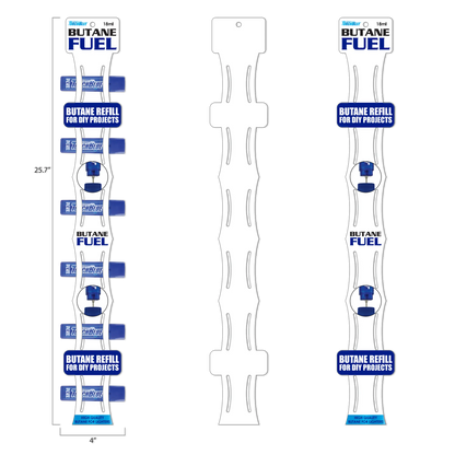18ML Bulk Torch Blue Butane Refill with Merchandising Hang Strip - 6 Pieces Per Retail Ready Display 41554 TORCH BLUE