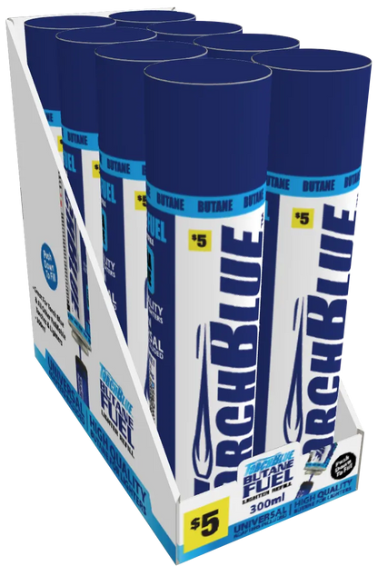 300ML Bulk Torch Blue Butane Refill - 8 Pieces Per Retail Ready Display 41737 TORCH BLUE