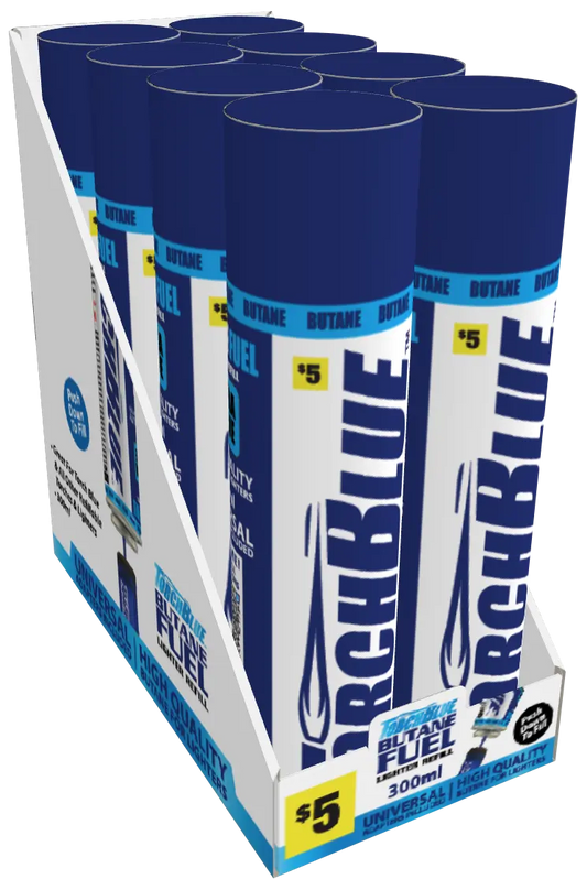 300ML Bulk Torch Blue Butane Refill - 8 Pieces Per Retail Ready Display 41737 TORCH BLUE