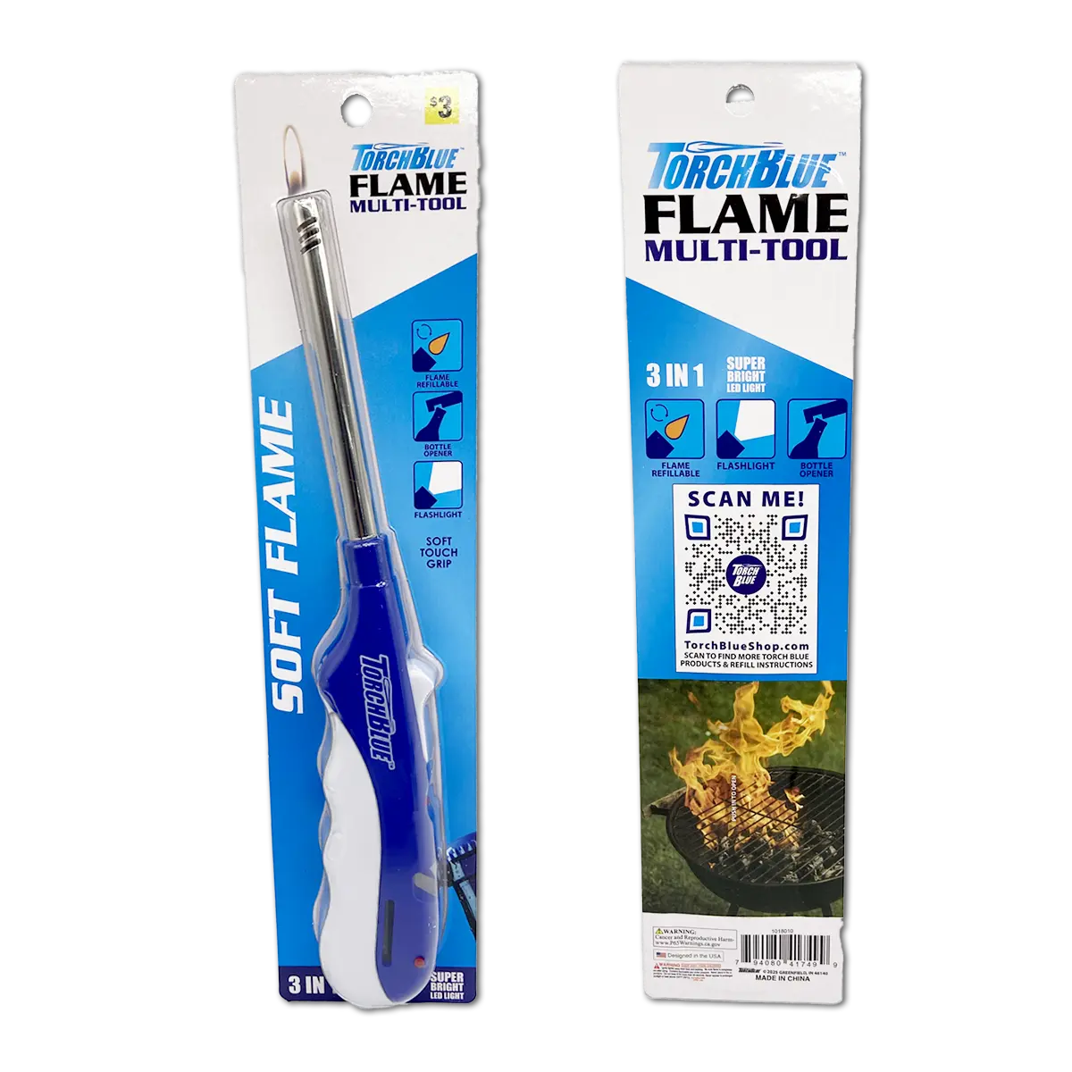 Utility Soft Flame Multi-Tool Lighter - 9 Pieces Per Retail Ready Display 41749 TORCH BLUE