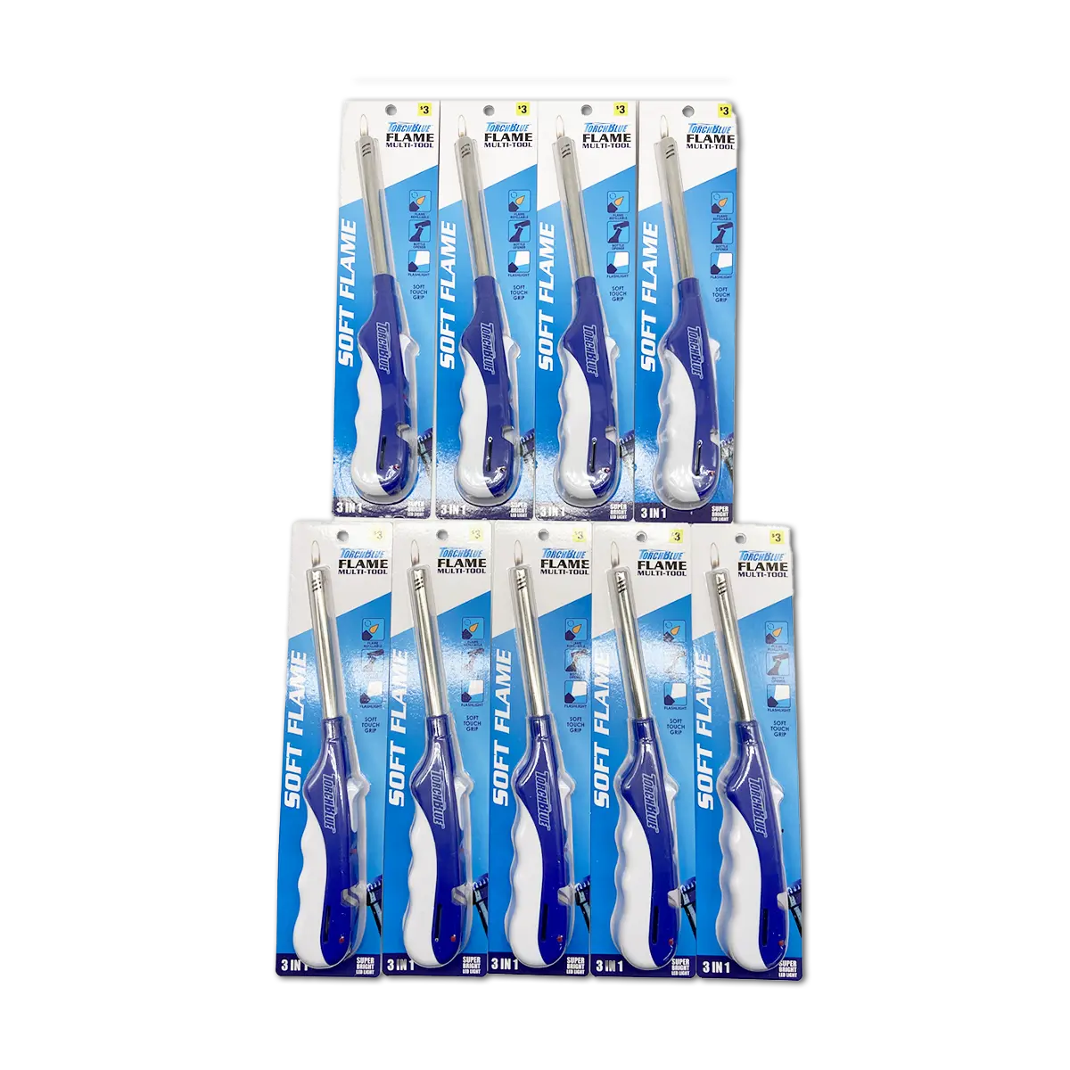Utility Soft Flame Multi-Tool Lighter - 9 Pieces Per Retail Ready Display 41749 TORCH BLUE