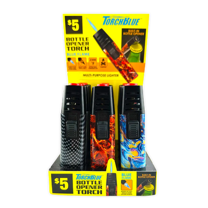 Torch Stick Bottle Opener Lighter - 12 Pieces Per Retail Ready Display 41775 TORCH BLUE