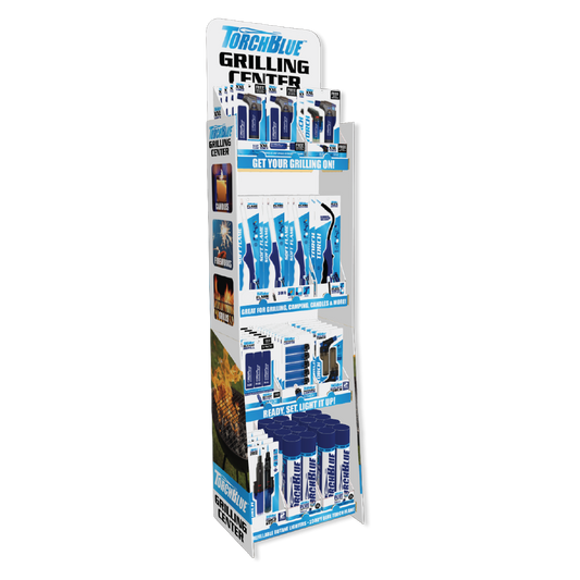 Grilling Center Lighter Assortment Floor Display - 66 Pieces Per Retail Ready Display Kit 88623 TORCH BLUE