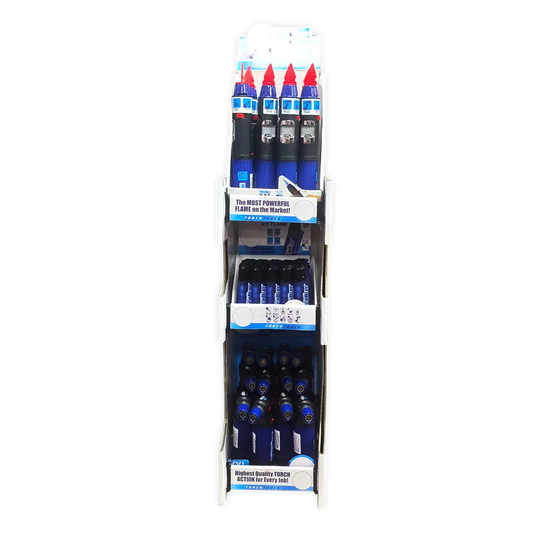 Butane Torch Lighters 3 Tier Countertop Assortment - 49 Pieces Per Retail Ready Display 88674 TORCH BLUE