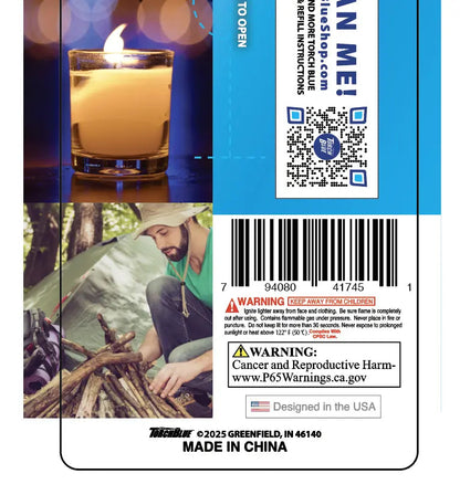 Thin Tube Utility Lighter - 8 Pieces Per Retail Ready Display 41745 TORCH BLUE