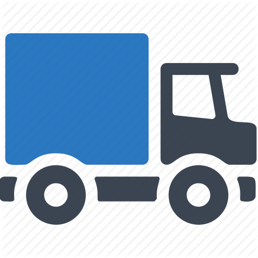 Icon of a blue truck on a white background